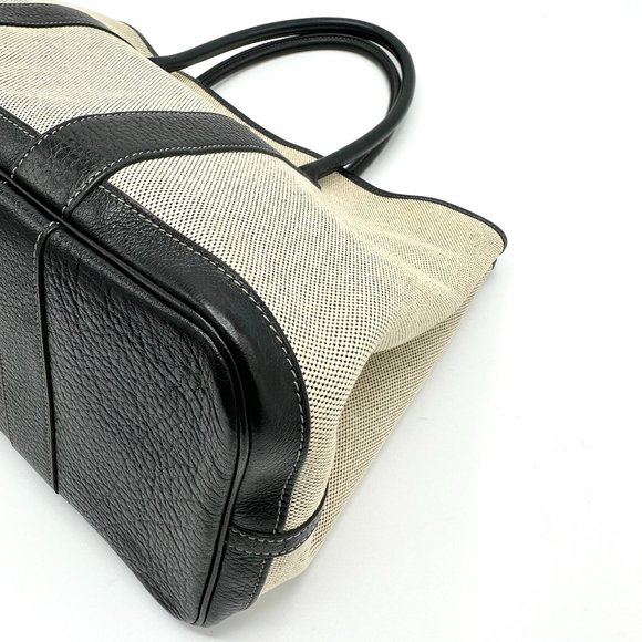 Hermes Canvas/Black Buffle Leather Garden Party 36 - Picture 7 of 11